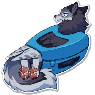 🐦 หมาป่า, สุนัข, สัตว์, น่ารัก, สีฟ้า telegram sticker