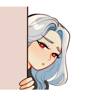 👀 anime girl, cartoon character, red eyes, shy, hiding telegram sticker