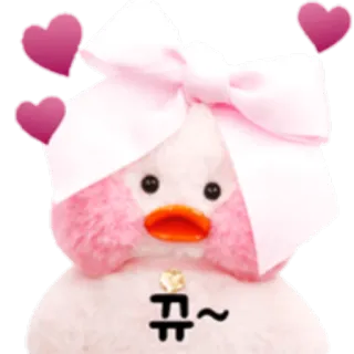 💋 뀨~ mignon, canard, noeud, coeur, rose, animal telegram sticker