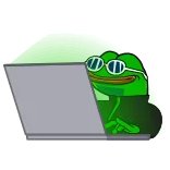 💻 Pepe the Frog pepe, ếch, kính râm, máy tính, meme trên mạng, biểu tượng cảm xúc, phim hoạt hình whatsapp sticker