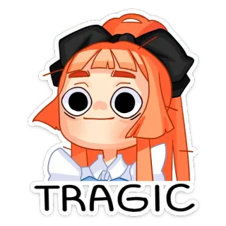 😐 TRAGIC трагичный, грустный, аниме, мультфильм, девушка whatsapp sticker