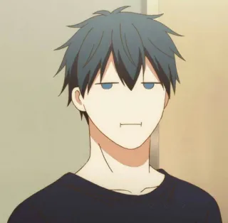 🎻 Anime, Cartoon, Porträt, Mann, Charakter, gelangweilt whatsapp sticker