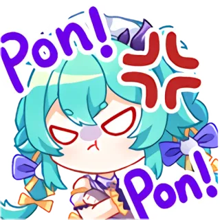 😡 Pon! Pon! en colère, animé, mignon, dessin animé, exclamation, violet, bleu telegram sticker