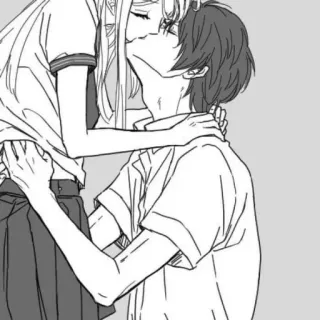 🤍 anime, kissing, romance, couple, manga, love telegram sticker