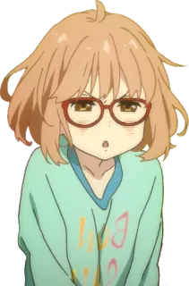 🤔 Mirai Kuriyama Beyond The Boundary anime, girl, glasses, cute, mirai kuriyama, beyond the boundary telegram sticker