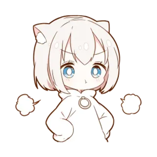 🤔 Anime, Słodki, Kot, Zły, Chibi telegram sticker