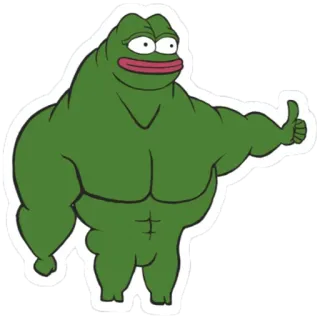 👍 Pepe Pepe the Frog, meme, buff, bodybuilder, thumbs up, cartoon whatsapp sticker
