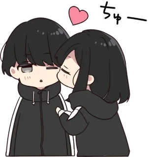 👣 ちゅー 키스, 커플, 사랑, 애니메이션, 만화, 로맨스, 애정 telegram sticker