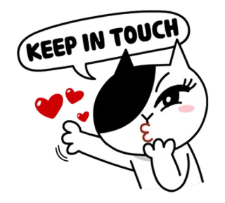 📱 KEEP IN TOUCH кот, стикер, поцелуй, сердечки, поддерживать связь, привет telegram sticker