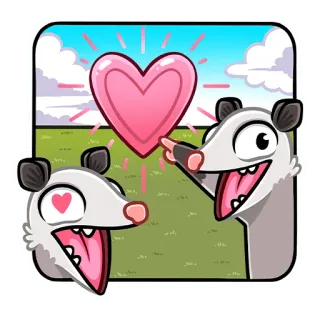 😍 zarigüeya, corazón, amor, dibujos animados, pegatina, animales, amistad, lindo whatsapp sticker