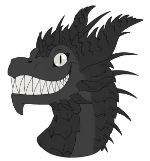😁 dragon, monstre, créature, fantaisie, dessin animé, animal, reptile, tête whatsapp sticker