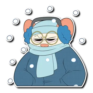 ❄️ rato, inverno, protetores de ouvido, óculos, desenho animado, neve, fofo, jaqueta telegram sticker