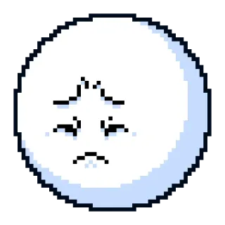 😞 pixel art, sad, white, circle, emoji telegram sticker