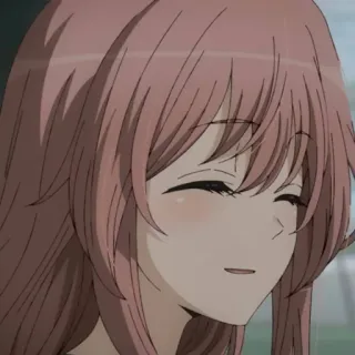 🥰 Anime, Desenho animado, Sorriso, Fofa, Menina, Cabelo rosa telegram sticker