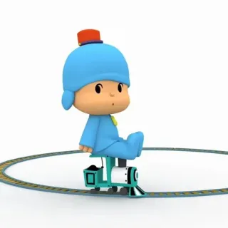 ☀️ Pocoyo мультфильм, поезд, детское шоу, синий, персонаж telegram sticker