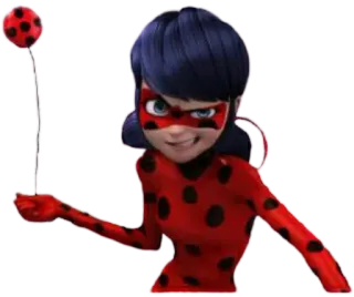 🐞 Ladybug Miraculous: Tales of Ladybug & Cat Noir 瓢虫, 瓢虫少女, 卡通, 英雄, 红色, 黑点 whatsapp sticker