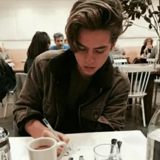 ❄️ homem, desenho, café, retrato, casual, interior telegram sticker
