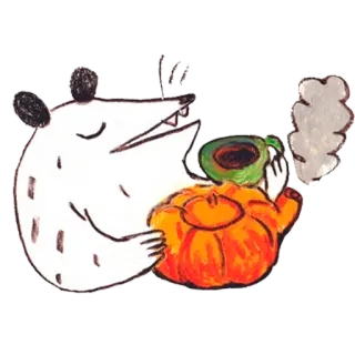 🫖 opos, herbata, czajnik, zwierzę, słodki, napój telegram sticker