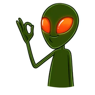 👌 Alien, Okay, Geste, Außerirdischer, Grün, Lustig, UFO, Weltraum telegram sticker