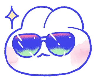 😎 Wolke, Sonnenbrille, niedlich, Cartoon, Glitzer, Kawaii, Aufkleber telegram sticker