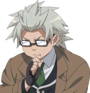 🤔 Anime, Personagem, Homem, Óculos, Pensando, Sério telegram sticker