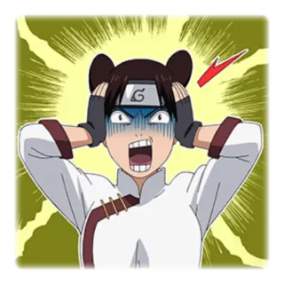 😨 Tenten Naruto аниме, мультфильм, в шоке, раздражённый, Тентен, Наруто, ниндзя telegram sticker