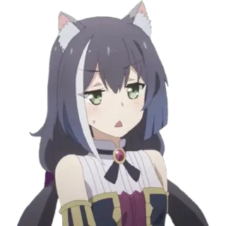 😧 garota anime, orelhas de gato, fantasia, ilustração, bonito telegram sticker