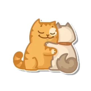🚬 gatos, abraçando, amizade, animais, fofo, amor, carinho, gatinhos telegram sticker