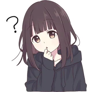 🤔 Anime, Cô gái, Câu hỏi, Hoạt hình, Dễ thương, Suy nghĩ telegram sticker