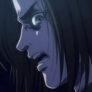 💈 Eren Yeager Attack on Titan Anime, Mangá, Eren Yeager, Ataque dos Titãs, bravo, expressão, Desenho animado telegram sticker