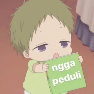 🥯 ngga peduli アニメ, マンガ, 無関心, 無頓着, ミーム whatsapp sticker