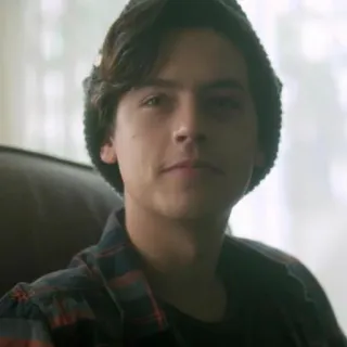 ❄️ Jughead Jones Riverdale Jughead Jones, Riverdale, Cole Sprouse, gorro, drama adolescente, retrato telegram sticker
