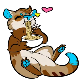 🍜 otter, noodles, food, cute, cartoon, animal, bowl telegram sticker