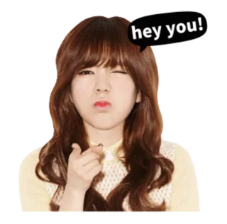 😠 hey you! mulher, fofa, coreana, menina, piscadela, saudação whatsapp sticker