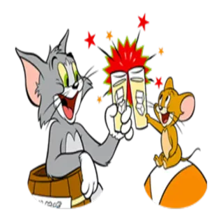🍺 Tom and Jerry cartoon, animated, characters, cat, mouse, friendship, toast telegram sticker