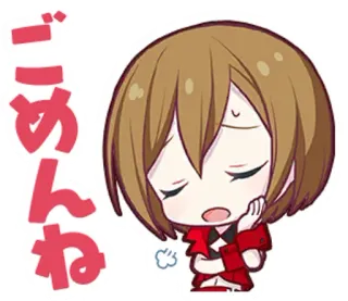😒 ごめんね excuses, désolé, animé, fille, mignon whatsapp sticker