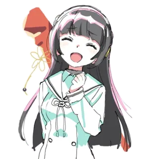 😵 chica anime, uniforme escolar, sonriendo, linda, kawaii, ilustración telegram sticker