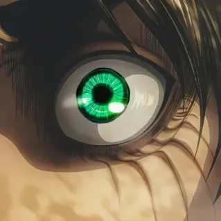 👁 Eren Yeager Attack on Titan アニメ, 進撃の巨人, エレン・イェーガー, 目, 巨人, 怖い telegram sticker