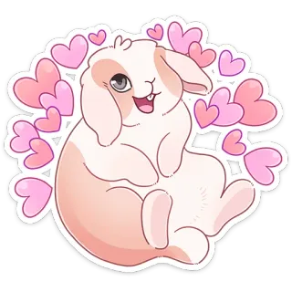 ❤️ coelho, coelhinho, fofo, animal, corações, amor whatsapp sticker