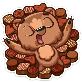 🍫 niedźwiedź, czekolada, cukierek, słodycze, deser, kreskówka, szczęśliwy, słodki telegram sticker