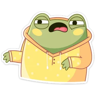😦 grenouille, dessin animé, mignon, animal, personnage, autocollant whatsapp sticker