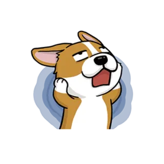 😫 hond, corgi, cartoon, dier, schattig, grappig, uitdrukking telegram sticker