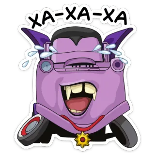 🤣 XA-XA-XA kartun, mobil, tertawa, rusia, stiker telegram sticker