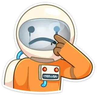☹️ triste, chorando, astronauta, espaço, emoções, desenho animado, adesivo telegram sticker