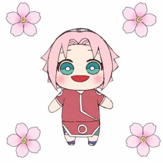 🥺 Sakura anime, chibi, cute, sakura, character, pink, flowers telegram sticker