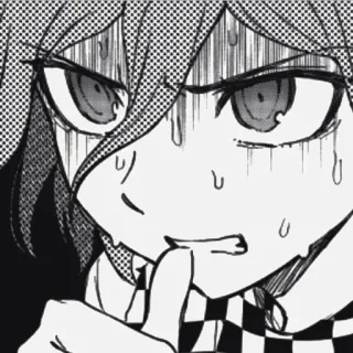 🏁 Kokichi Oma Danganronpa V3: Killing Harmony Anime, Manga, Danganronpa, Kokichi Oma, Nervös, Schweiß, Charakter, Schwarzweiß whatsapp sticker