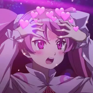 😊 anime, pink hair, hearts, cute, animation telegram sticker