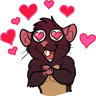😍 ratto, amore, cuore, carino, animale, cartone animato telegram sticker