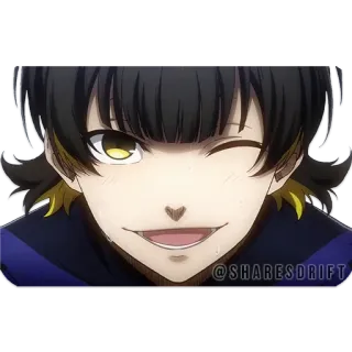 😉 Anime, Garçon, Clin d'œil, Sourire, Dessin animé whatsapp sticker