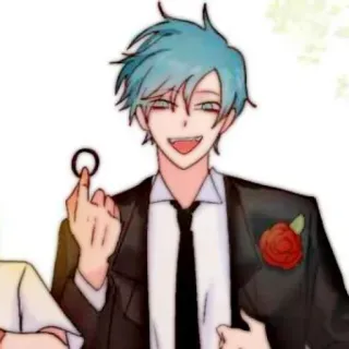🧊 anime, desenho animado, dedo do meio, ofensivo, gesto, homem, terno telegram sticker